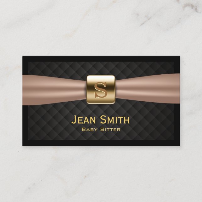 Carte De Visite Babysitter Modern Gold Logo Diamond Quilé (Devant)