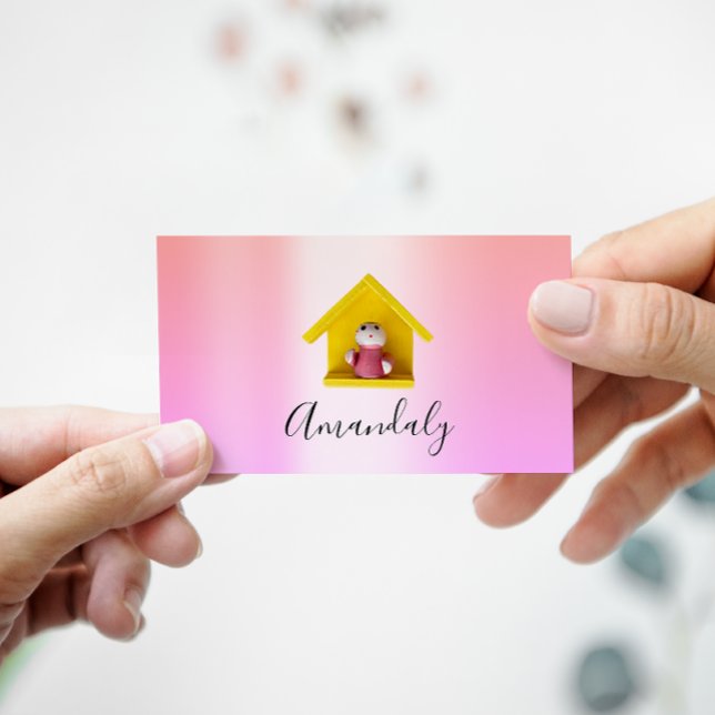 Carte De Visite Babysitter Nanny Garderie Enfant Rose mignonne Acc (Créateur téléchargé)