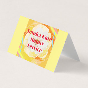 Carte De Visite Babysitter Nanny Moderne Jaune & Rose blanche