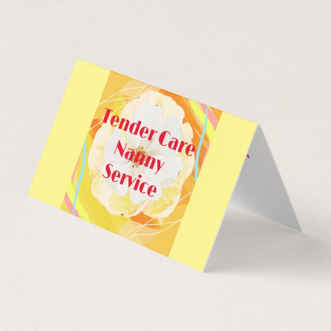 Carte De Visite Babysitter Nanny Moderne Jaune & Rose blanche (Devant)