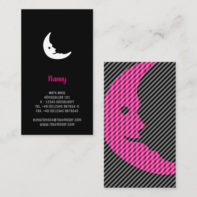 Carte De Visite Babysitter nounou de la lune dormant (Devant / Derrière)