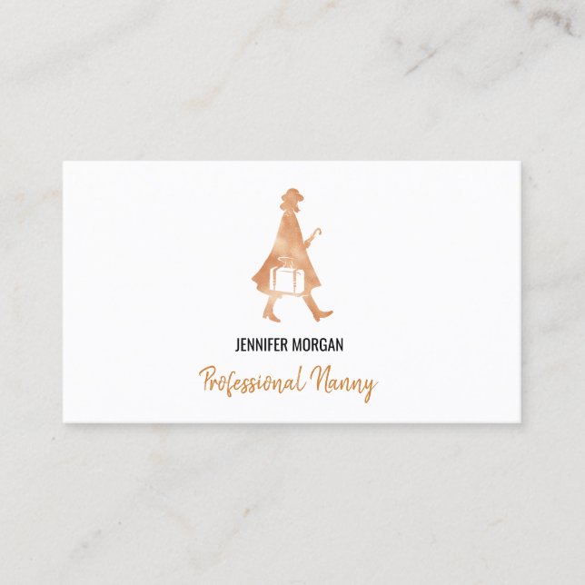 Carte De Visite Babysitter rose de silhouette d'or de bonne (Devant)