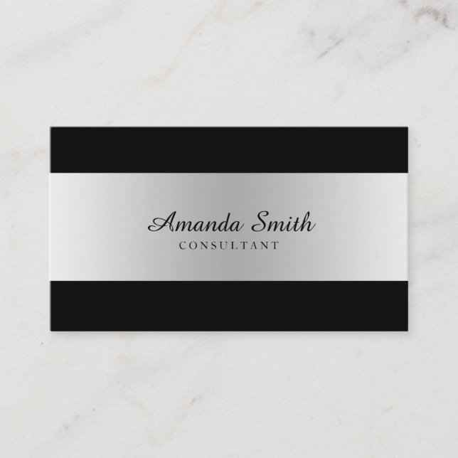 Carte De Visite Badge d'argent simple élégant professionnel (Devant)