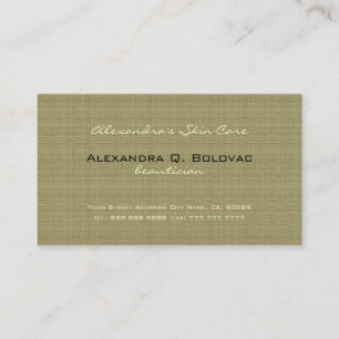 Carte De Visite Bage et blanc Texture de lin simple
