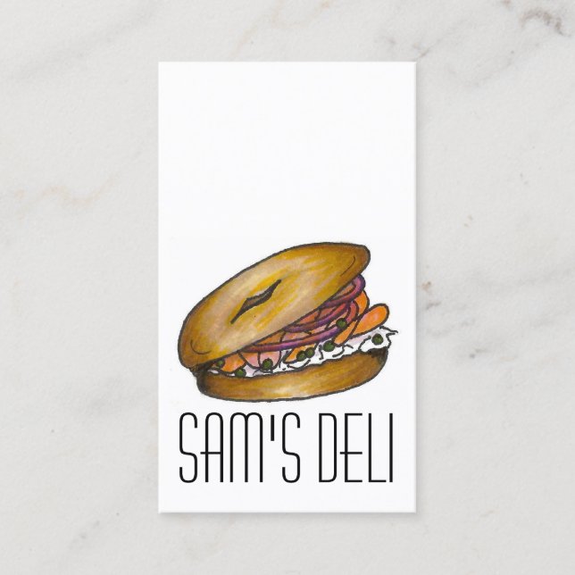 Carte De Visite Bagel avec Lox Capers Onions Jewish Deli Chef (Devant)