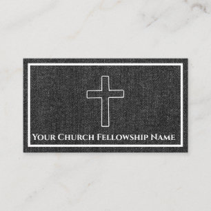 Carte De Visite Bague Noir Denim Cross Outline Pasteur de l'église