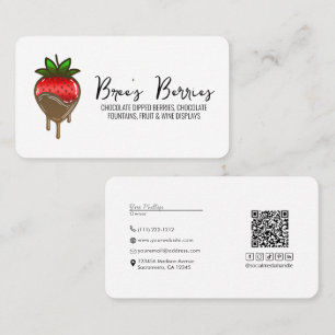 Carte De Visite Baies de fraises trempées recouvertes de chocolat
