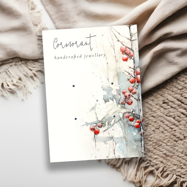 Carte De Visite Baies d'hiver Chic Red Neige 2 Porte-Stud (Créateur téléchargé)