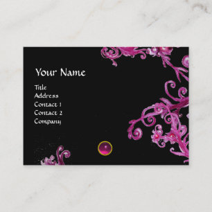 CARTE DE VISITE BAIES MAGIQUES FUCHSIA AMÉTHYSTE GEMME MONOGRAMME,