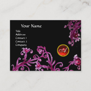 Carte De Visite BAIES MAGIQUES MONOGRAMME gem noir rouge