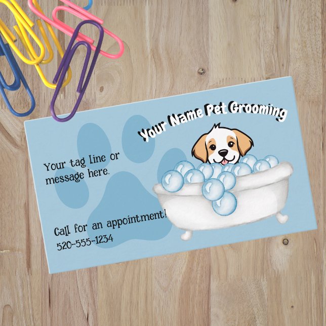 Carte De Visite Baignoire Baignoire Bulles Chien Groomer Services (Créateur téléchargé)