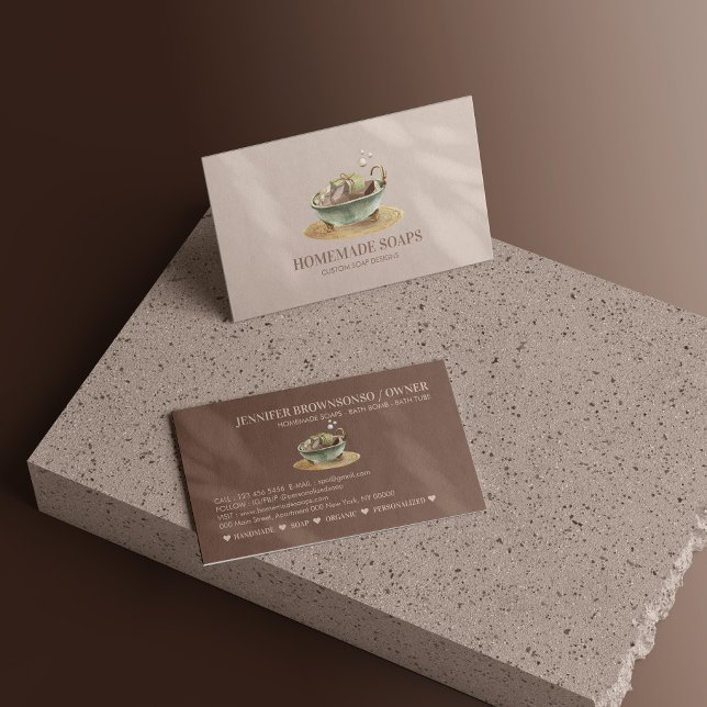 Carte De Visite Baignoire Beige Blush Bubbles Soja Wax Soap (Beige Blush BathTub Bubbles Soy Wax Soap Business Card)