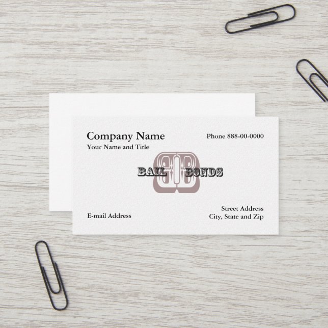Carte de visite Bail Bondsman (Devant/Arrière en situation)
