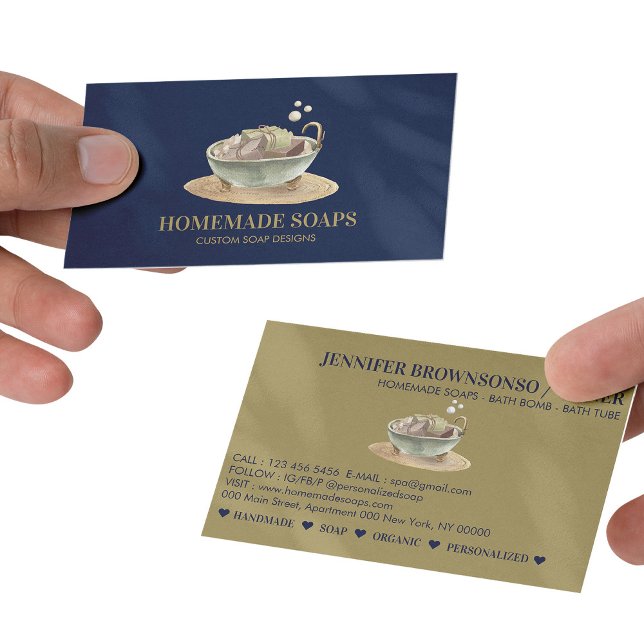 Carte De Visite Bain à bulles en or de la marine Soy Wax Soap (Navy Gold Bath Tub Bubbles Soy Wax Soap Business Card
)