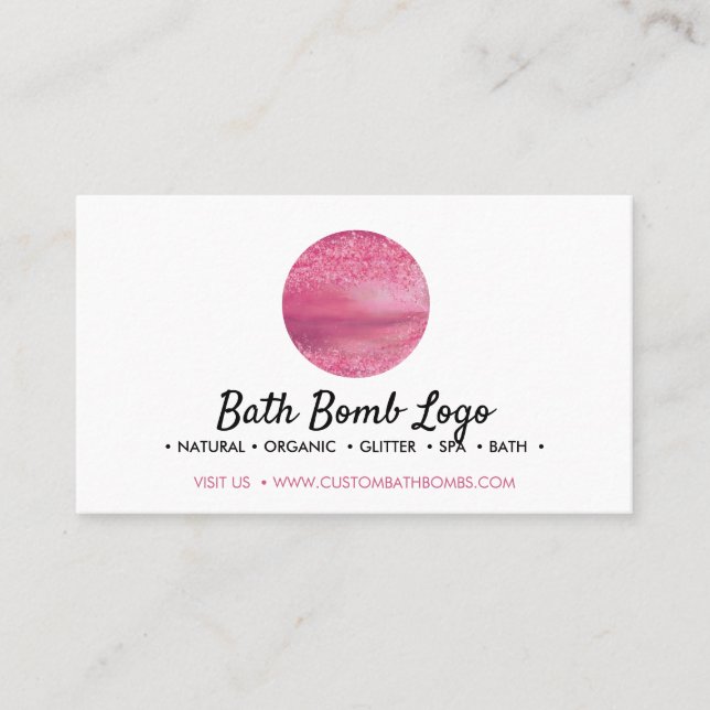 Carte De Visite Bain-bombe rose étincelant (Devant)