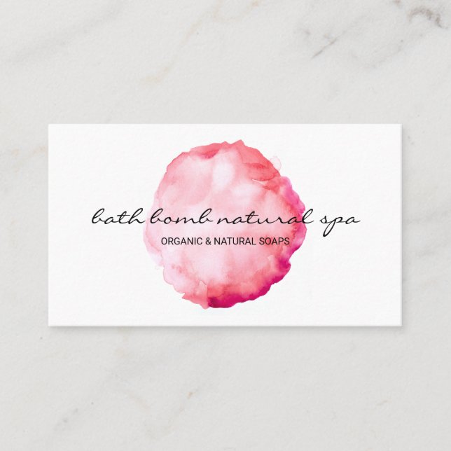 Carte De Visite Bain Bombe Vert Cercle Aquarelle Pinceau rose (Devant)