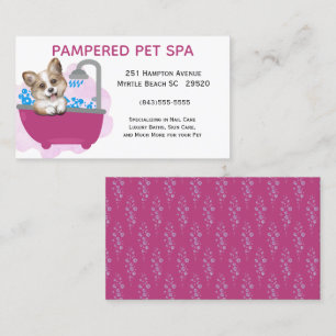 Carte De Visite Bain de chien mignon Purple Animateur de compagnie