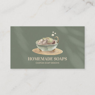 Carte De Visite Bain Vert Sage Bubbles Soja Wax Soap