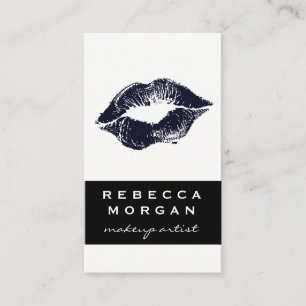 Carte De Visite Baiser bleu chic à lèvres