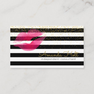 Carte De Visite Baiser d'aquarelle avec les rayures noires et