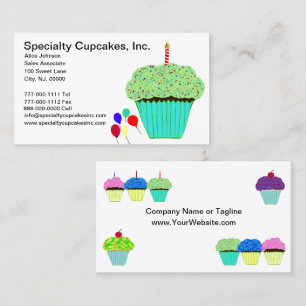 Carte De Visite Bake Shop Party Cupcakes Ballons