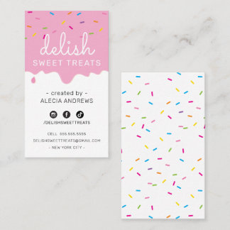 Carte De Visite BAKER FROSTING DRIP moderne coloré arroses roses