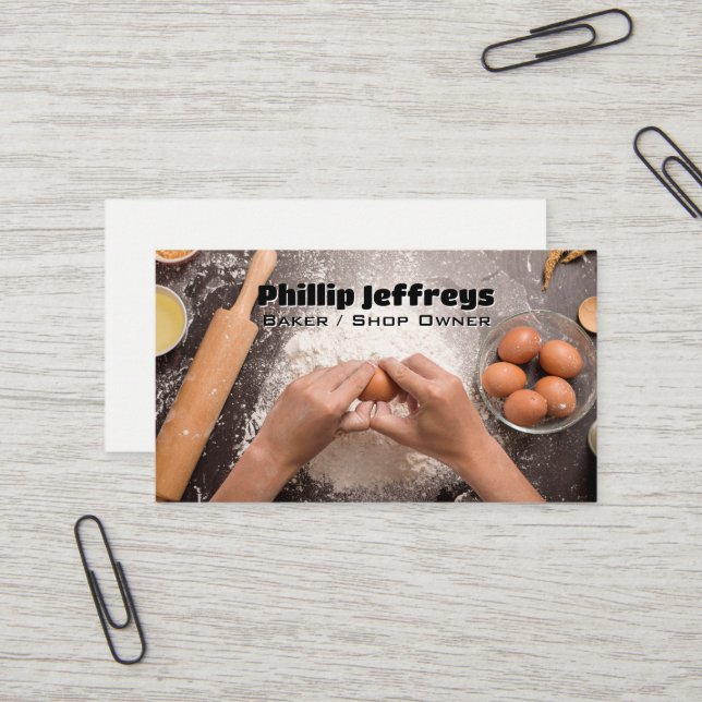 Carte De Visite Baker Préparer Du Pain (Devant/Arrière en situation)