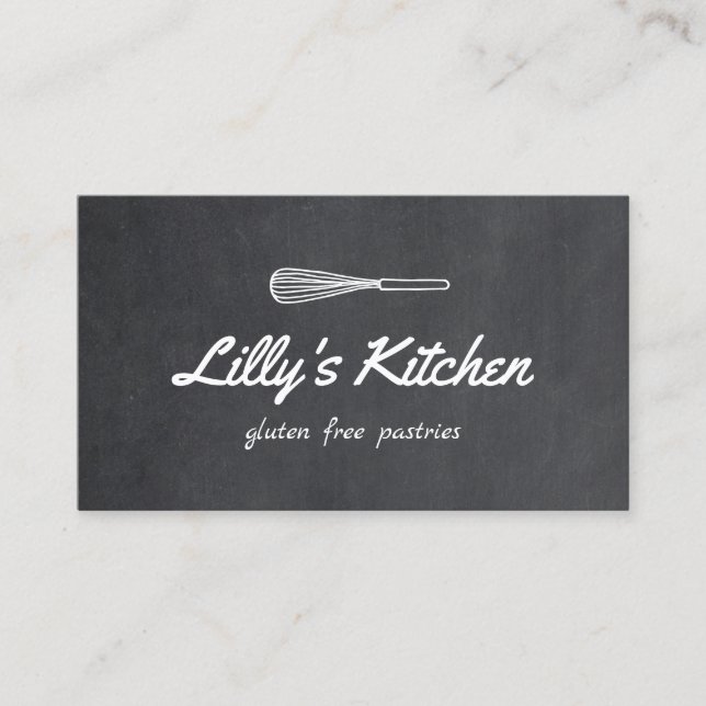 Carte De Visite Baker Whisk Logo Boulangerie Chalkboard (Devant)