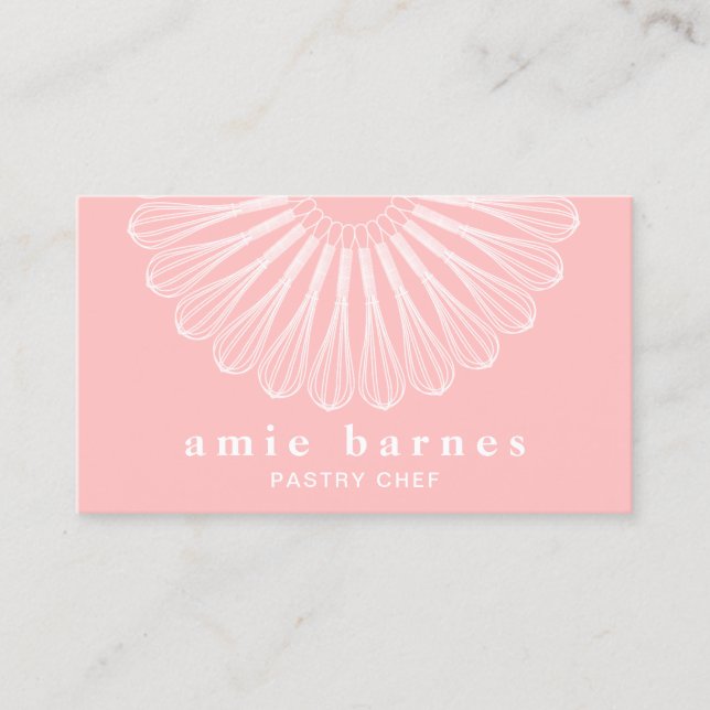 Carte De Visite Baker Whisk Restauration boulangerie rose (Devant)
