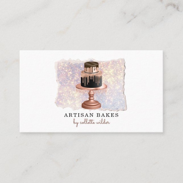 Carte De Visite Bakery Pastry Chef Glitter Cake (Devant)