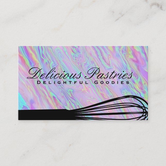 Carte De Visite Baking Whisk | Holographique Iridescente (Devant)