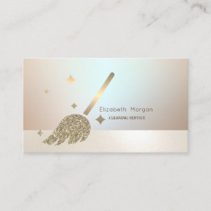 Carte De Visite Balai doré élégant professionnel