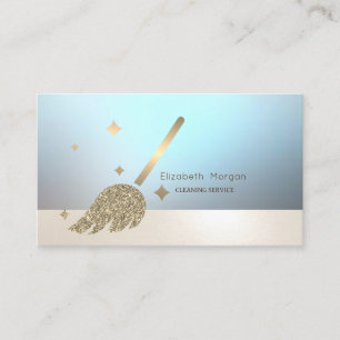 Carte De Visite Balai doré lumineux élégant professionnel