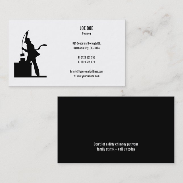 Carte De Visite Balayage de la cheminée | Professionnel (Devant / Derrière)