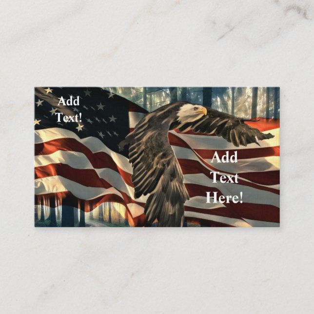 Carte De Visite Bald Eagle American Flag Country Road Business Car (Devant)