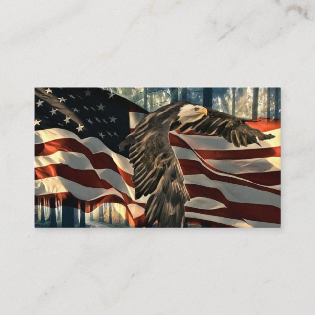 Carte De Visite Bald Eagle Drapeau américain Country Road (Devant)