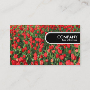 Carte De Visite Balise Arête Arrondie - Lit de Tulipes Rouges 02
