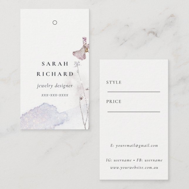 Carte De Visite Balise de prix simple minimal pour parties scintil (Devant / Derrière)