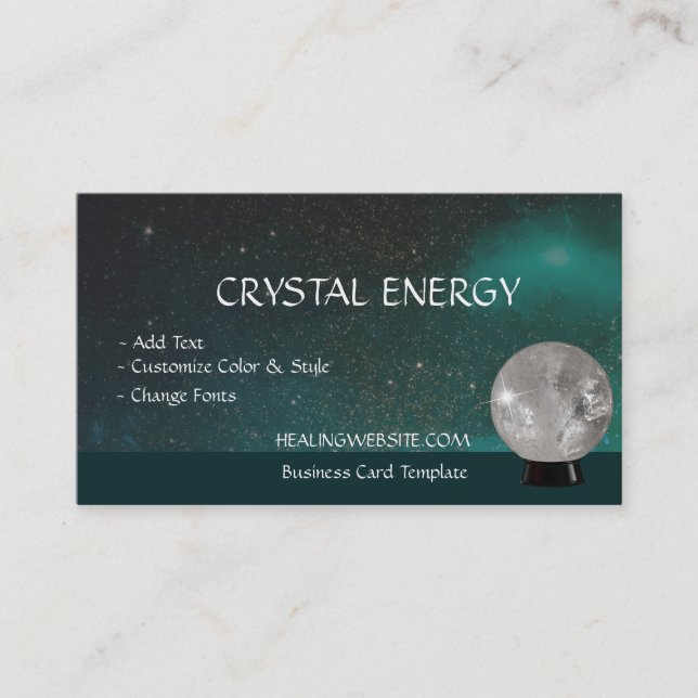 Carte De Visite Balle de cristal de guérison de galaxie Turquoise (Devant)