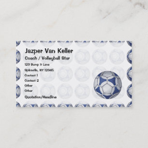 Carte De Visite Balle de football Peint bleu et blanc motif
