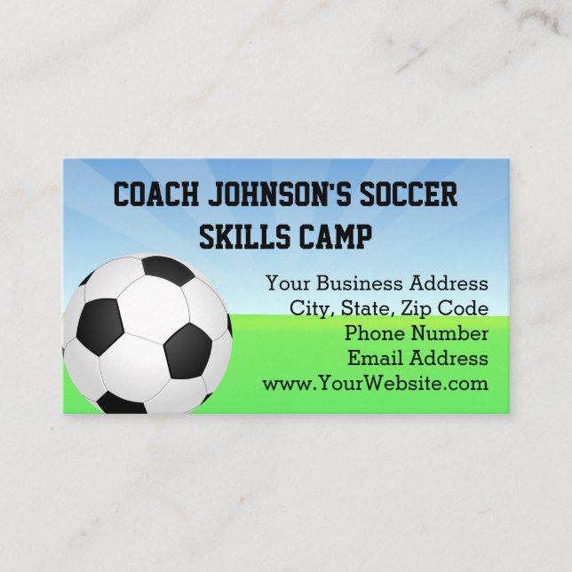 Carte De Visite Balle de football Sunny Day Sports Entraîneur (Devant)