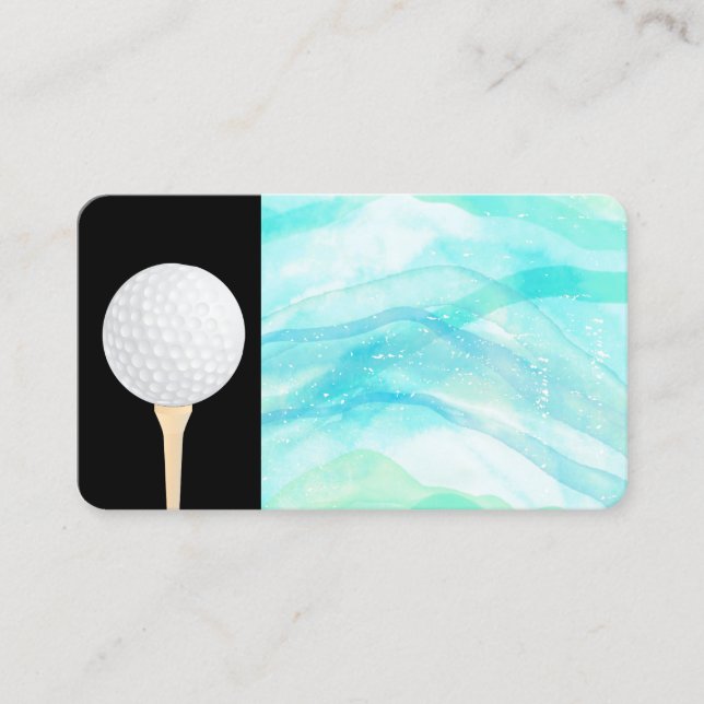 Carte De Visite balle de golf amusante sur la conception aquarelle (Devant)