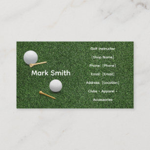 Carte De Visite Balle de golf et tee sur gazon vert