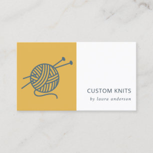 CARTE DE VISITE BALLE EN JAUNE OCRE MARINE TRICOT GRIS WOOL YARN