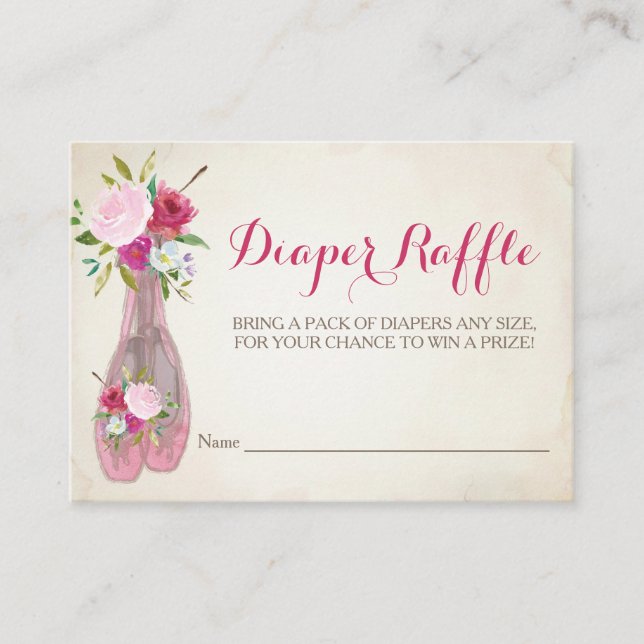 Carte De Visite Ballerina Billet Baby shower Déchets (Devant)
