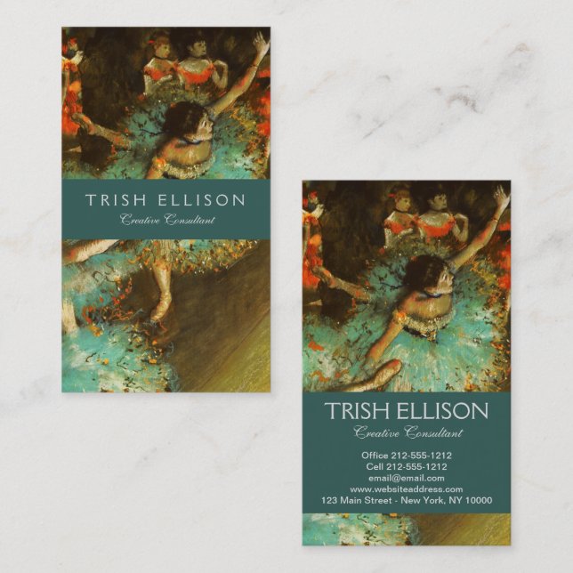 Carte De Visite Ballerina Dance Green Dancer Edger Degas Peinture (Devant / Derrière)