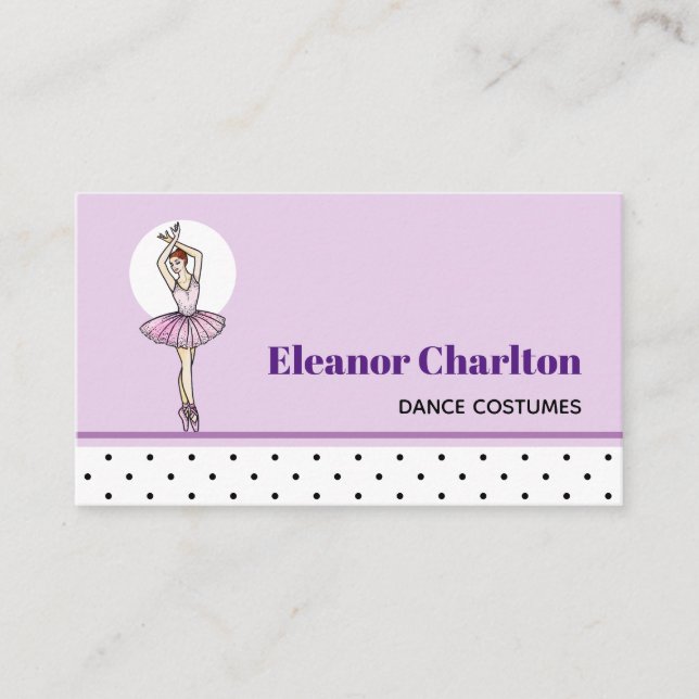 Carte De Visite Ballerina en Robe Rose avec chaussures Pointe Toe (Devant)