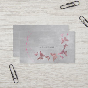 Carte De Visite Ballet Blush en poudre gris Papillon rose Vip