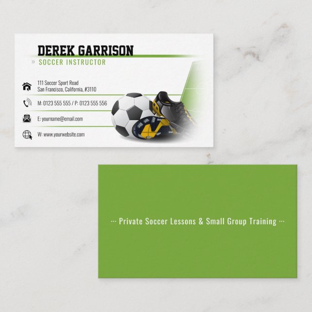 Carte De Visite Ballon de foot | Instructeur de football (Devant / Derrière)