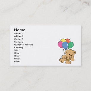Carte De Visite Ballons d'anniversaire Bund'ours en peluche